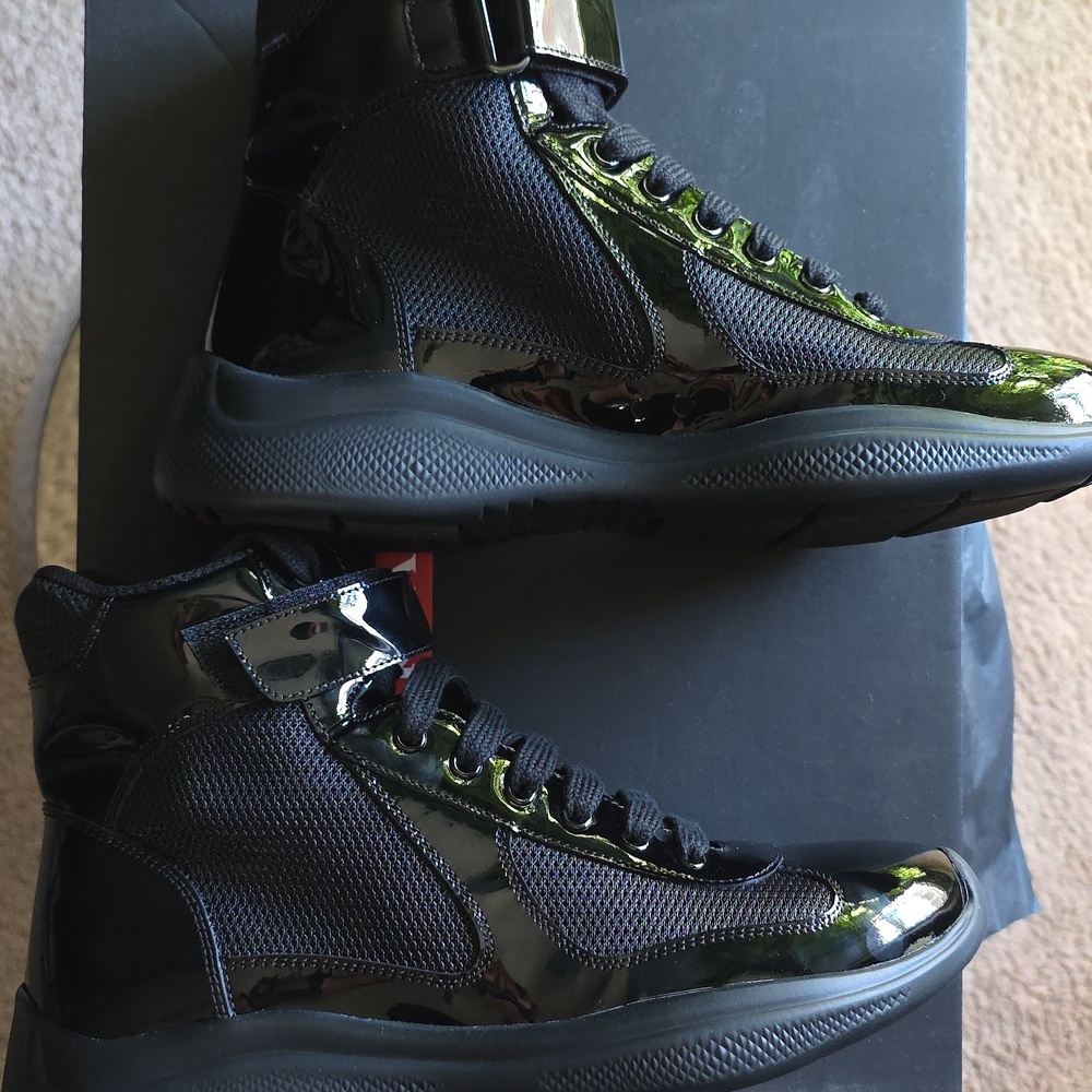 Prada Black Glossy Sneakers - Picture 5 of 6